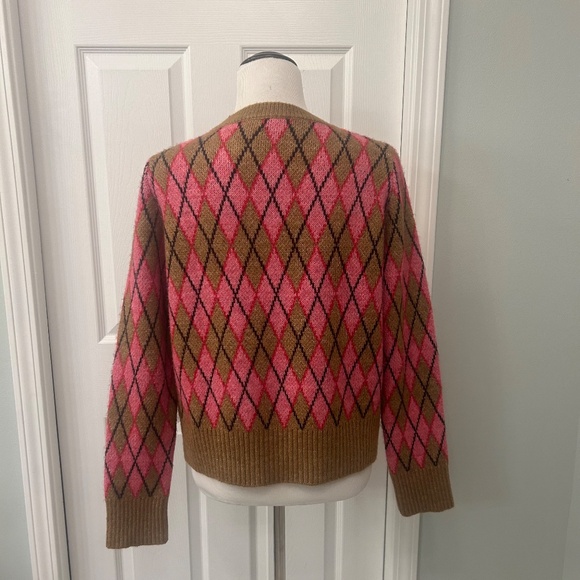 Beautiful Pink/Camel/Black Argyle Sweater - Picture 2 of 3